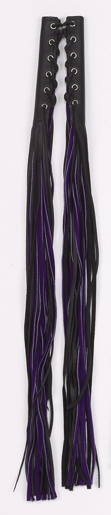 Purple/Black Leather Motorcycle Fringed Lever Covers    