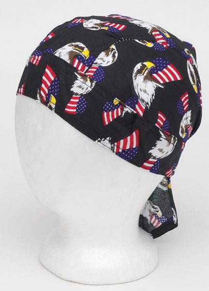 AC237 <br>Cotton Skull Cap W/ American Eagle And Flag Logo