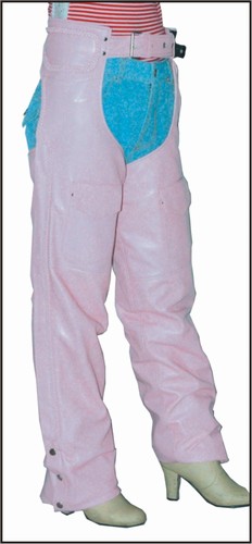 C325-Pink<br>Ladies Pink Leather chaps