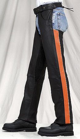 C333<br>Orange Stripe Leather Chaps