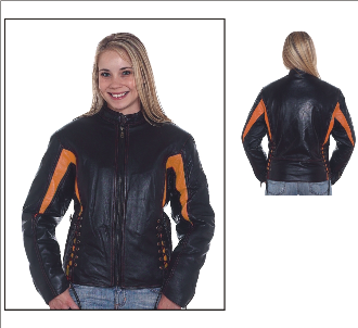 DLJ266-Orange<br>Ladies black & orange leather racer jacket 