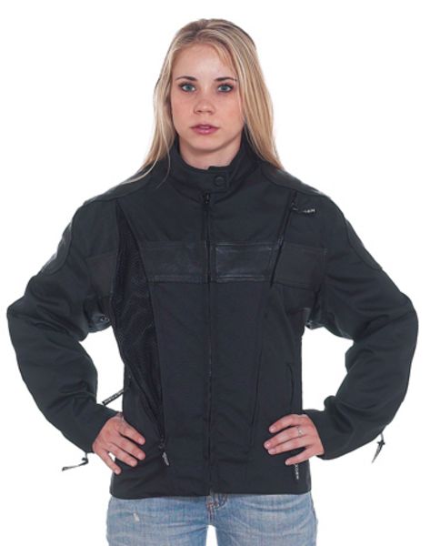 DLJ268<br>Ladies textile & leather racer jacket