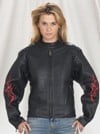 DLJ255-09<br>Ladies motorcycle jacket with flame