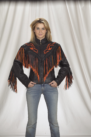 DLJ259<br>Ladies Jacket with flame and fringe