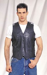 MV1303<br>Plain Leather Vest w/ Side Laces (Light Weight) **ON SALE**