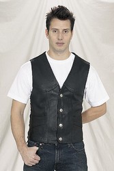 MV317-01<br>Deluxe Leather Vest w/ Side Laces - Buffalo Nickel Snaps (Naked Leather)