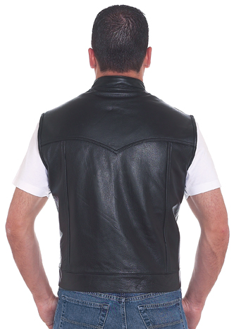 MV320<br>Mens leather vest, 2 front pockets